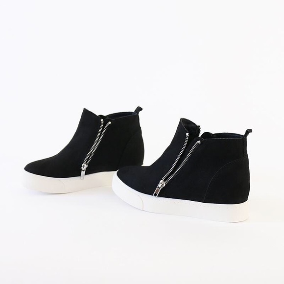 taylor black vegan suede wedge sneakers - Picture 5 of 7